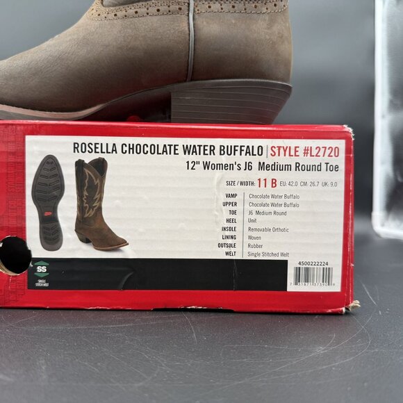 Justin Rosella Western Boots Womens Chocolate 11B Round Toe Embroidered Cowboy - Picture 3 of 16